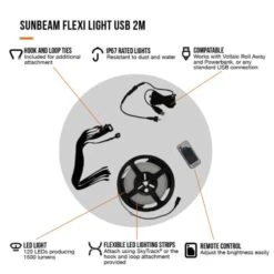 Vango Sunbeam Flexi Light 2m (USB) -OUTDOOR WORLD GEAR family essentials infographicscall outs5