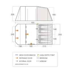 Vango Lismore TC 450 Poled Tent Package (incl Footprint) -OUTDOOR WORLD GEAR floorplan lismore tc 450