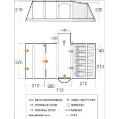Vango Airbeam Vango Rome II Air 550XL Tent Package (incl Footprint) -OUTDOOR WORLD GEAR floorplan rome 1