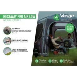 Vango Airbeam Vango Hexaway Pro Air Low Awning -OUTDOOR WORLD GEAR hexaway pro air low2 1