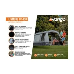 Vango Lismore TC 450 Poled Tent Package (incl Footprint) -OUTDOOR WORLD GEAR lismore tc 450 infographic2