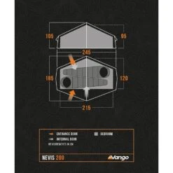 Vango Nevis 200 Tent (2025) 15 Vango Nevis 200 Tent (2025) -OUTDOOR WORLD GEAR nevis 200 floorplan low res 1