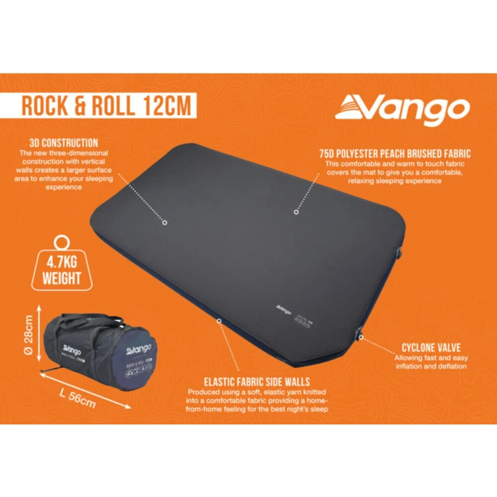 Vango Rock & Roll 12cm Self Inflating Mat - 112cm Wide 5 Vango Rock & Roll 12cm Self Inflating Mat - 112cm Wide - Image 3