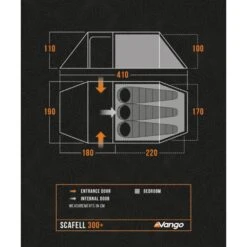 Vango Scafell 300+ Tent (2025) -OUTDOOR WORLD GEAR scafell 300 plus floorplan low res