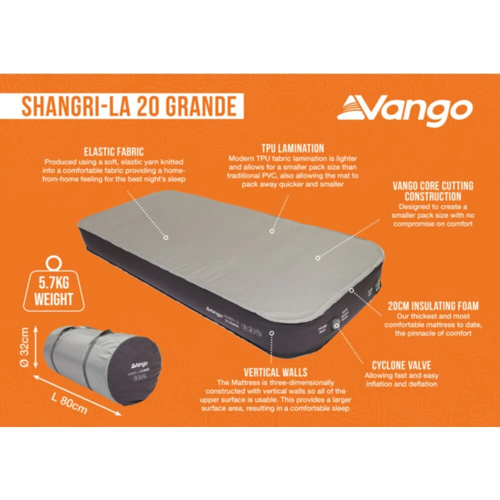 Vango Shangri-La II 20cm Grande Self-Inflating Mattress 4 Vango Shangri-La II 20cm Grande Self-Inflating Mattress - Image 2