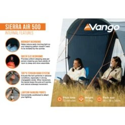 Vango Airbeam Vango Sierra Air 500 Tent (2025) -OUTDOOR WORLD GEAR sierra air 500 infographic2 lowres