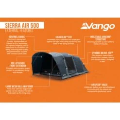 Vango Airbeam Vango Sierra Air 500 Tent (2025) -OUTDOOR WORLD GEAR sierra air 500 infographic lowres
