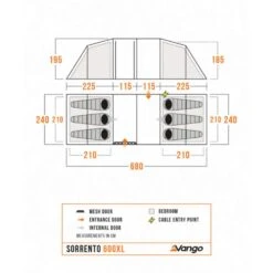 Vango Sorrento 600xl Tent (2025) 17 Vango Sorrento 600xl Tent (2025) -OUTDOOR WORLD GEAR sorrento 600xl floorplan low res