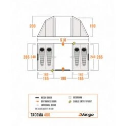 Vango Airbeam Vango Tacoma 400 Poled Tent Package (incl Footprint) -OUTDOOR WORLD GEAR tacoma 400 floorplan low res
