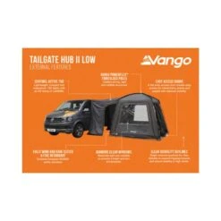 Vango Tailgate Hub II Low Poled Awning (2025) -OUTDOOR WORLD GEAR tailgate hub infographic lowres small