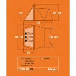 Vango Airbeam Vango Teepee 300 Air Tent -OUTDOOR WORLD GEAR teepee air 300 floorplan low res
